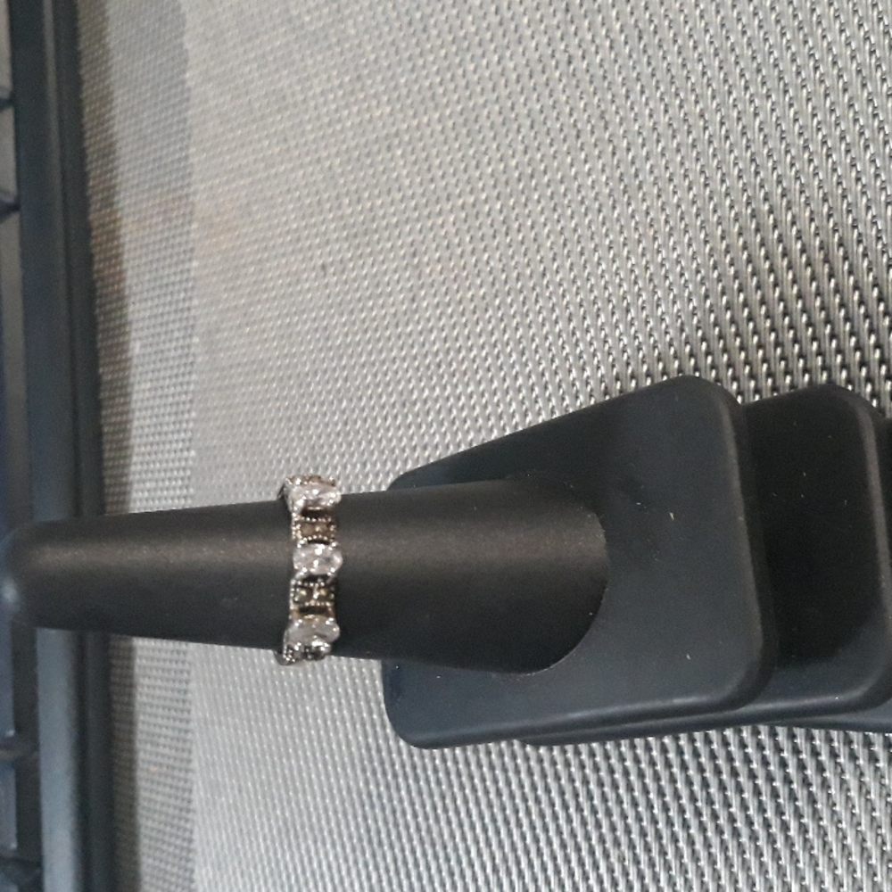 Sterling Silver Marcasite CZ Ring sz 7